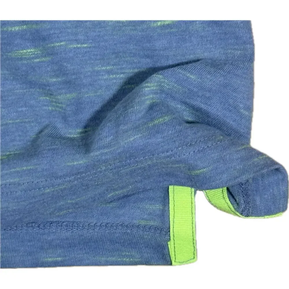 Nike Running Men’s S Dri-FIT V-Neck Athletic Tee Blue Gray Neon Green Zip Pocket